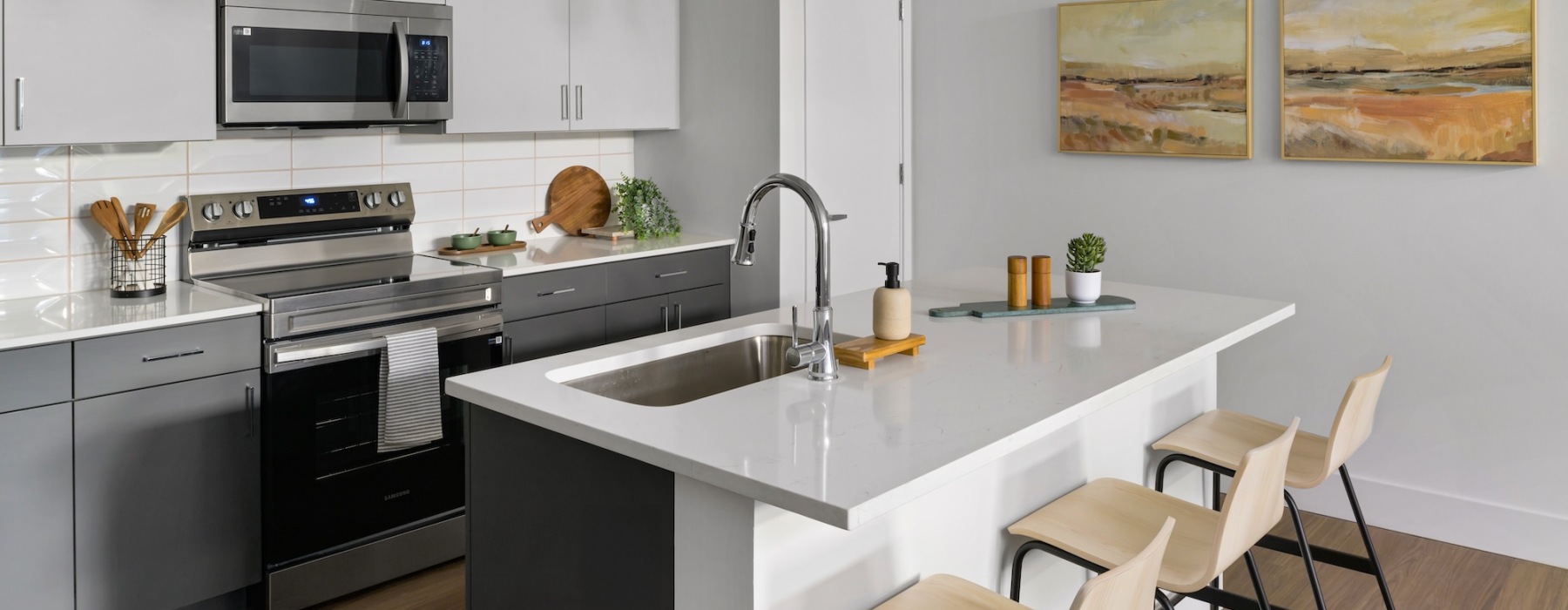 Well-lit kitchen with ample counter space