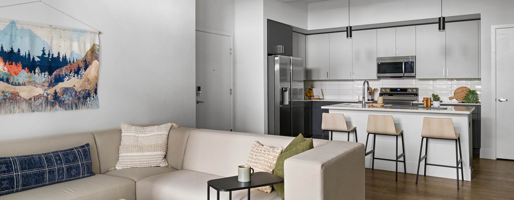 living room open to kitchen
