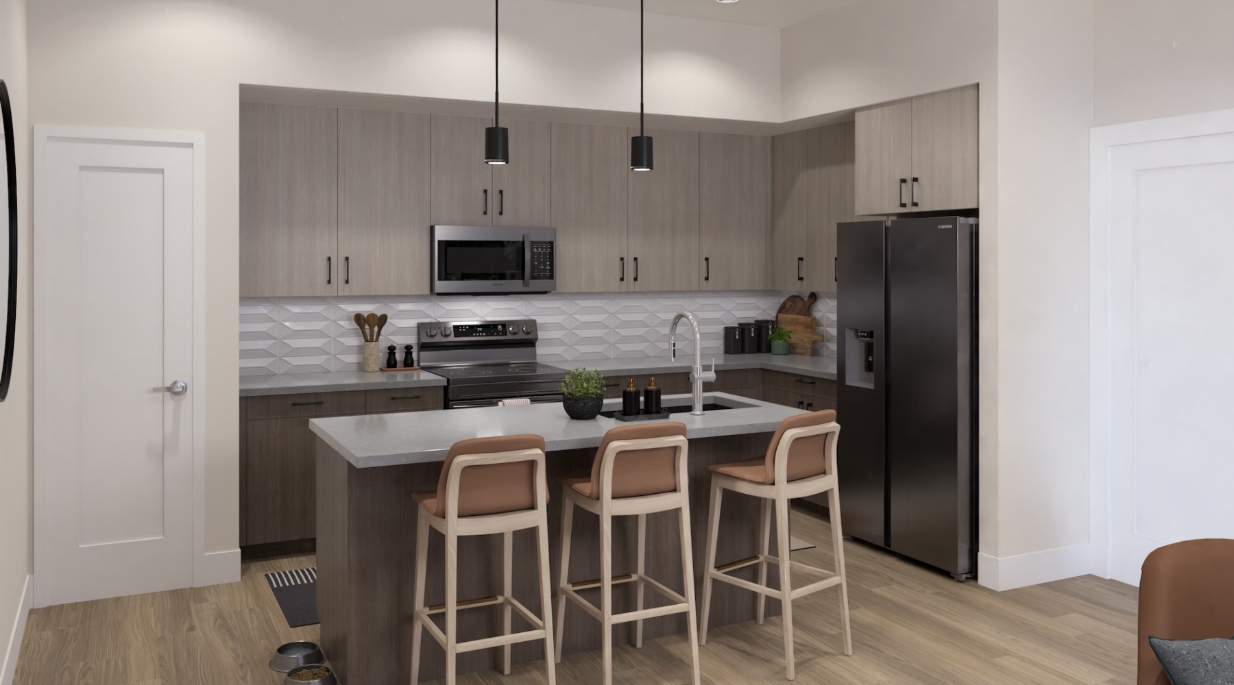 Spacious kitchens with everything you need Kitchen with bar stool seating