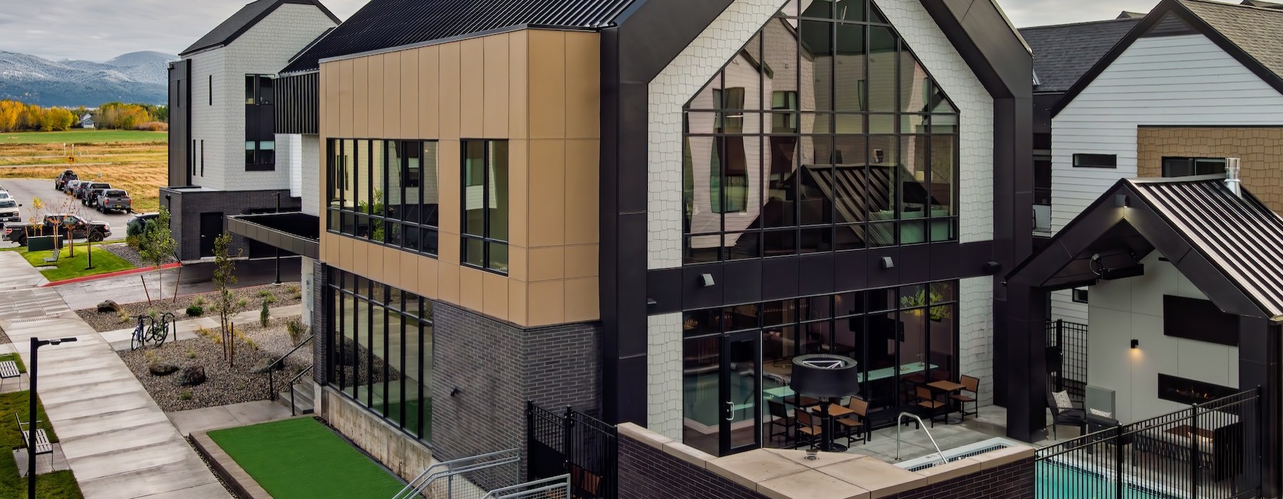 a building with a hot tub