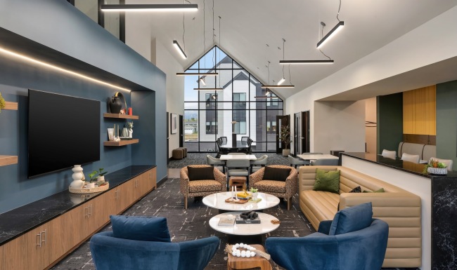 a lounge and a media area