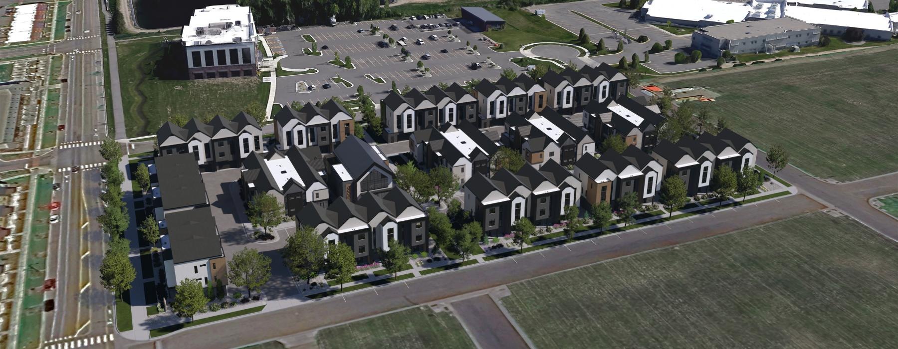 aerial view of a buildings